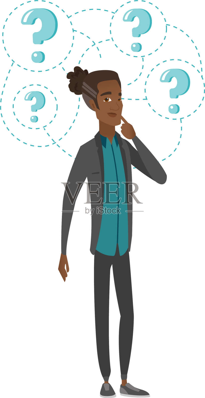 年轻的非洲商人被打上问号设计元素图片