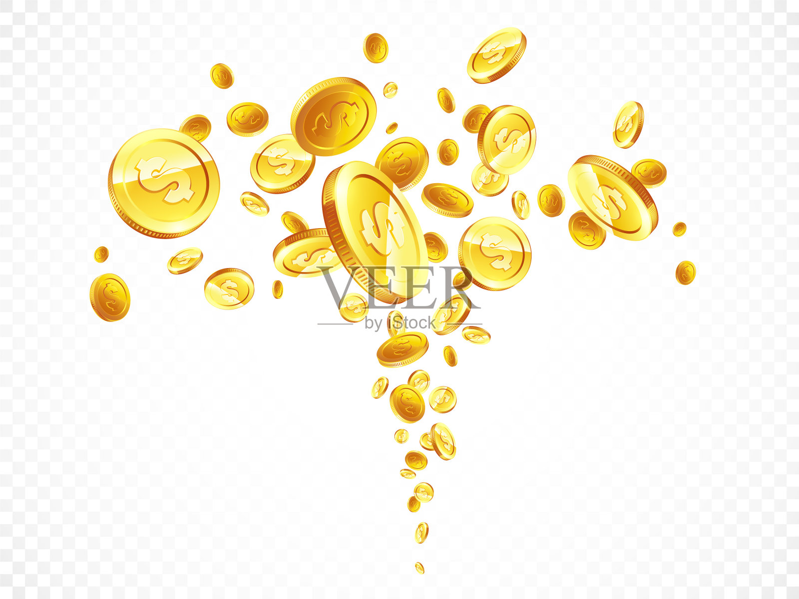 金币放在不同的位置插画图片素材