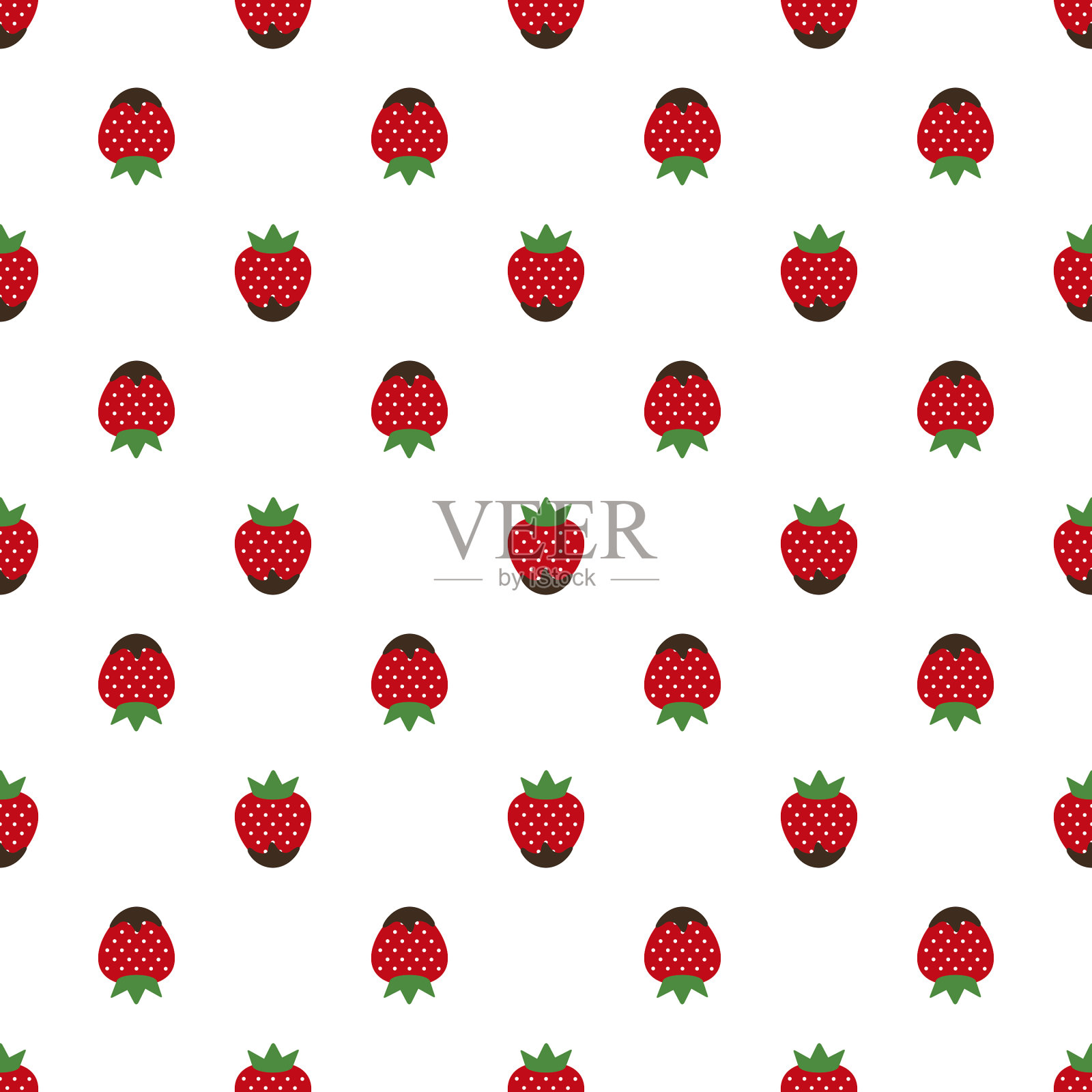 摘要无缝白草莓背景插画图片素材