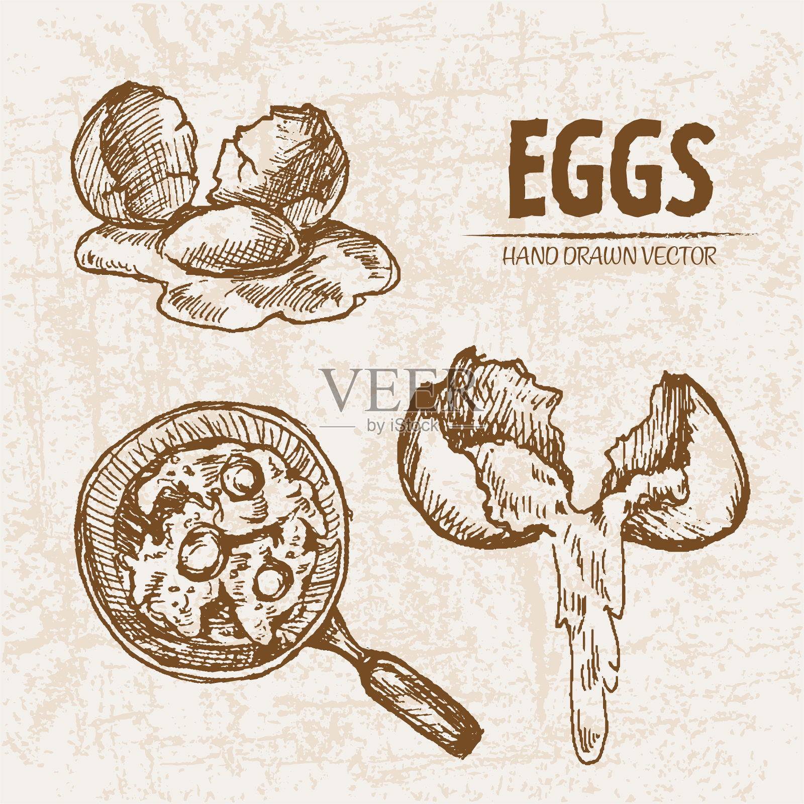 数字详细线艺术烹饪鸡蛋插画图片素材