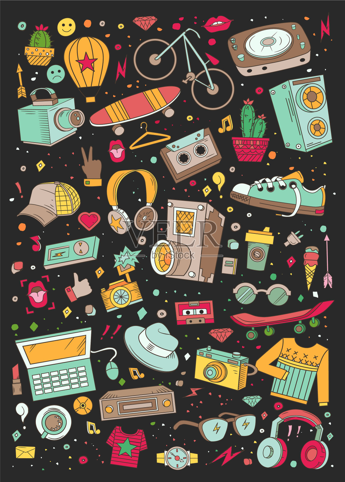 拼贴元素插画图片素材