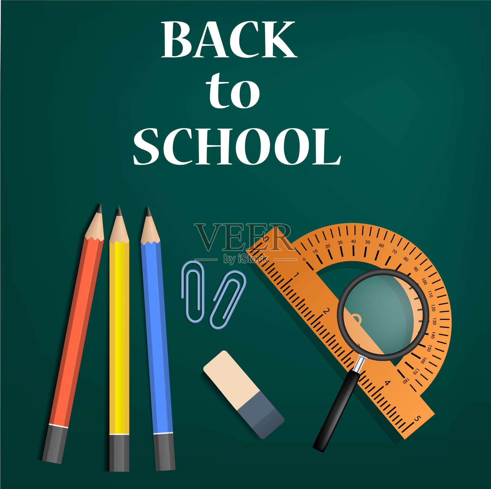 回到校园绿色概念背景逼真插画图片素材