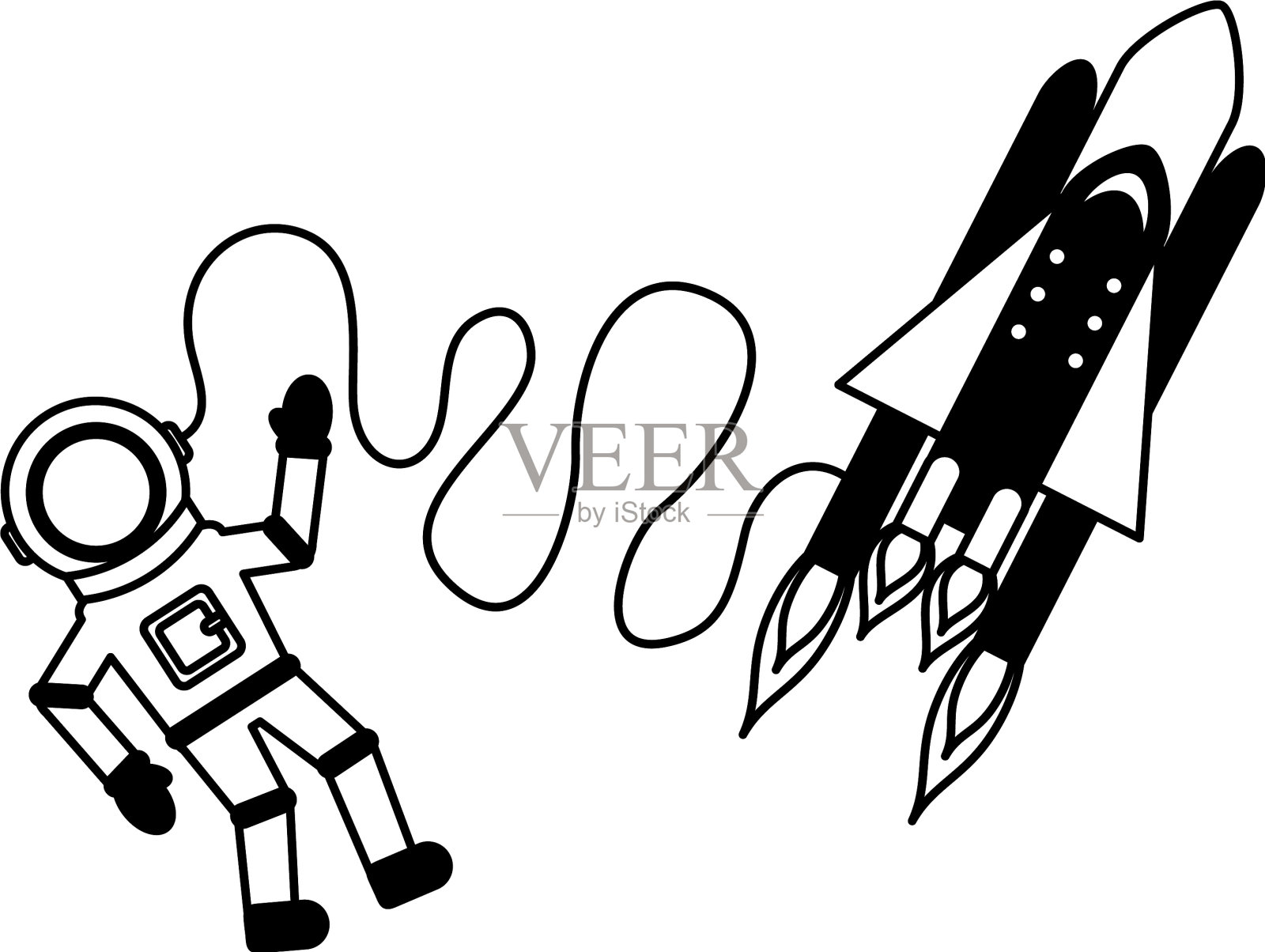 宇航员与火箭漫画人物图标设计元素图片
