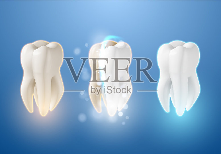 牙齿美白系统3d逼真的牙齿插画图片素材