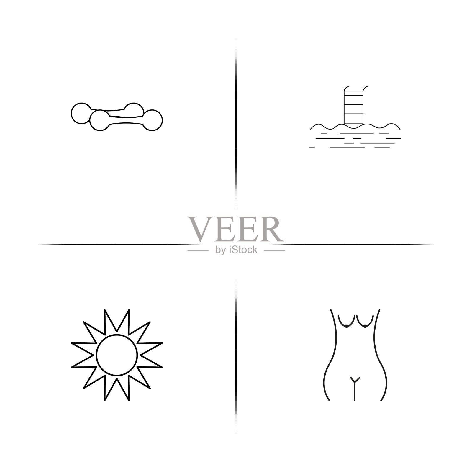 运动健身和娱乐简单的线性图标插画图片素材