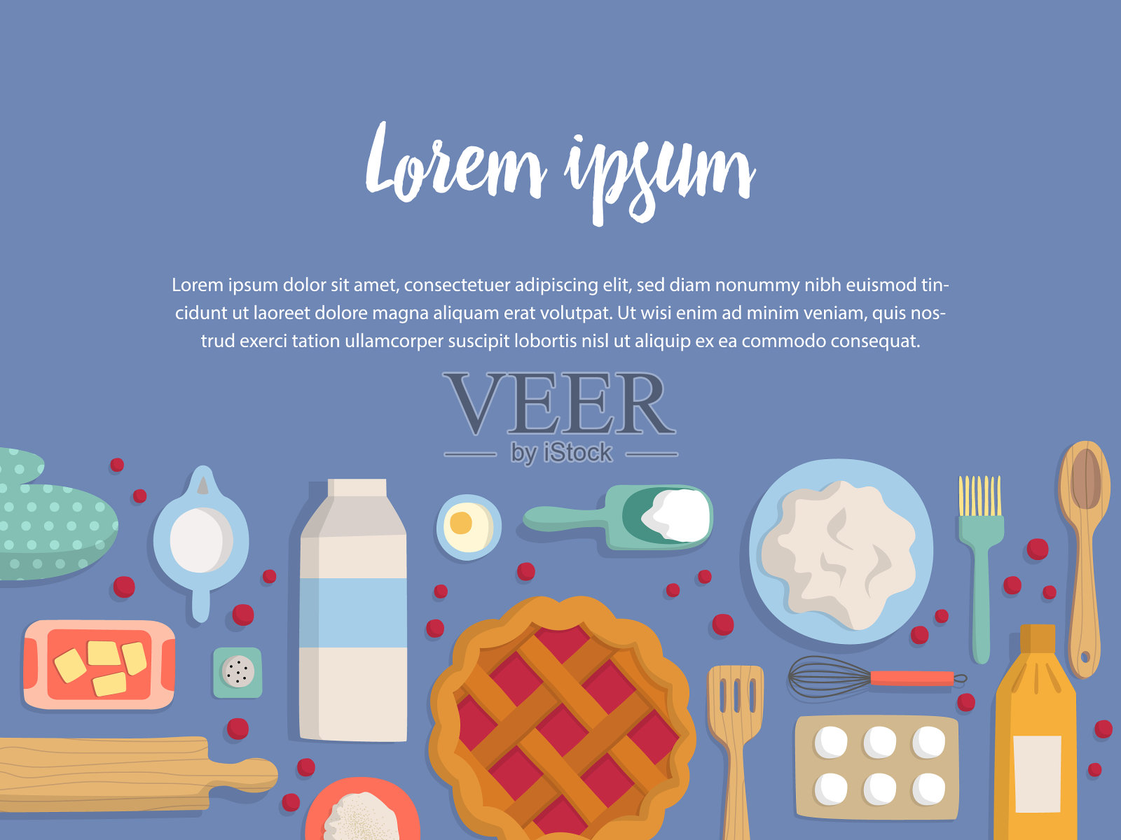 水平横幅厨房配件套装图标素材