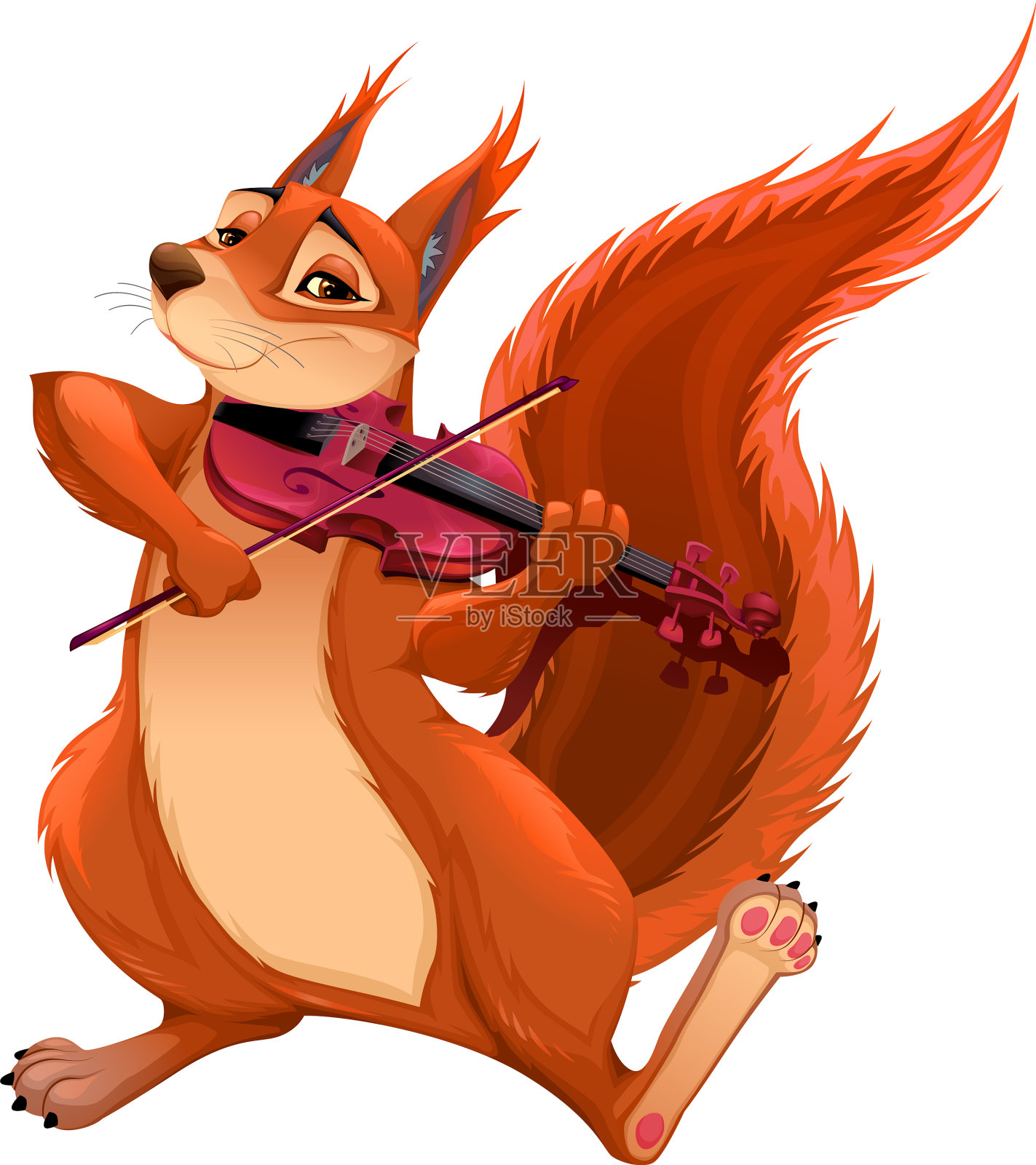 有趣的松鼠在拉小提琴设计元素图片