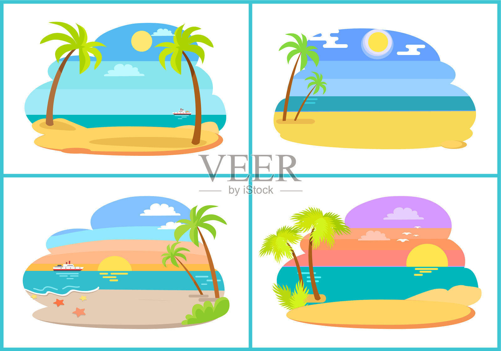 海滨及沙滩收藏品插画图片素材