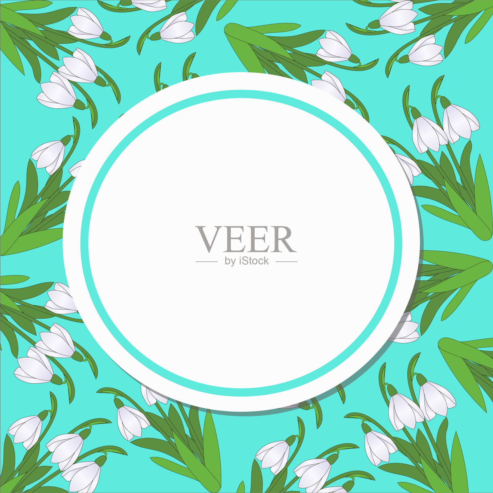 圆卡图案从雪莲上的绿松石插画图片素材