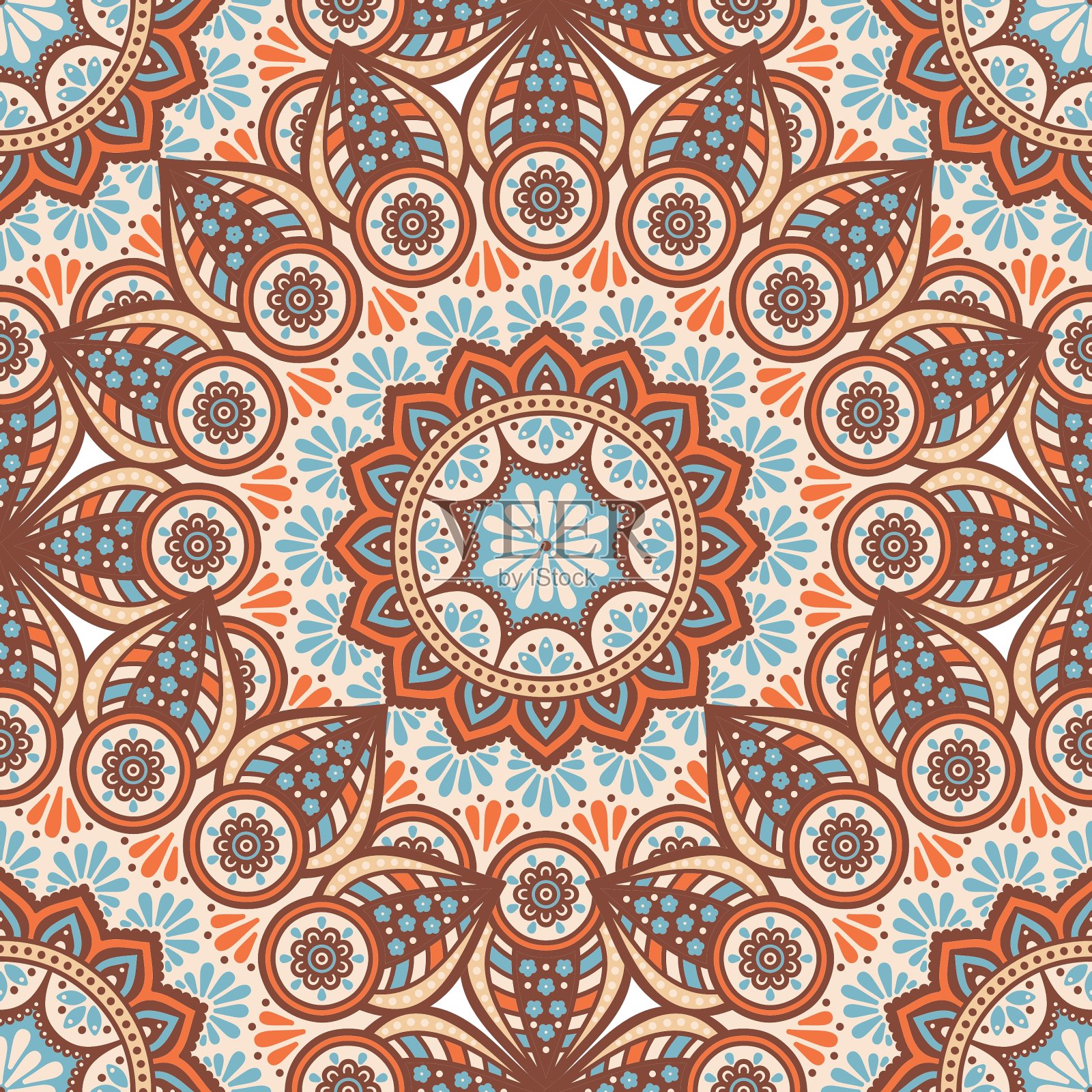 民族花卉无缝图案插画图片素材