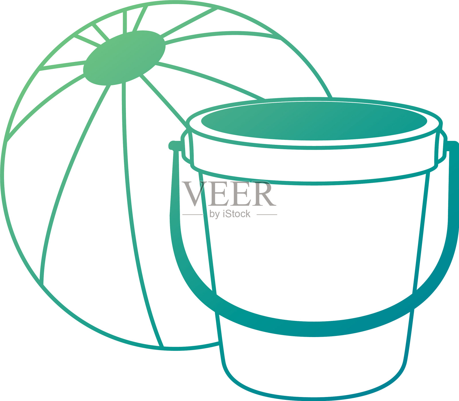 带气球的沙桶海滩设计元素图片