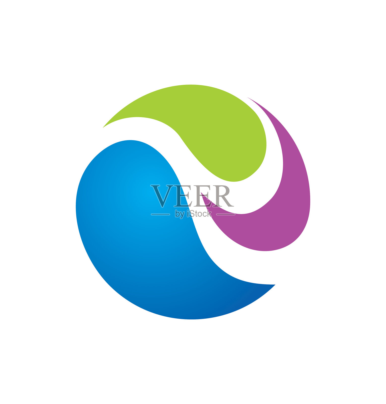 圆形抽象波浪彩色标志设计元素图片