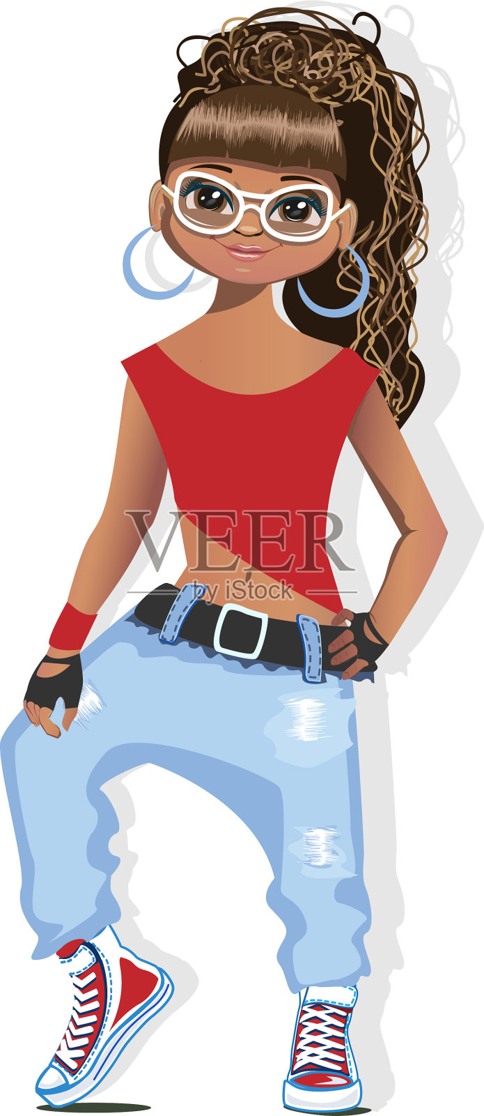 穿着鲜艳衣服的街头舞女设计元素图片