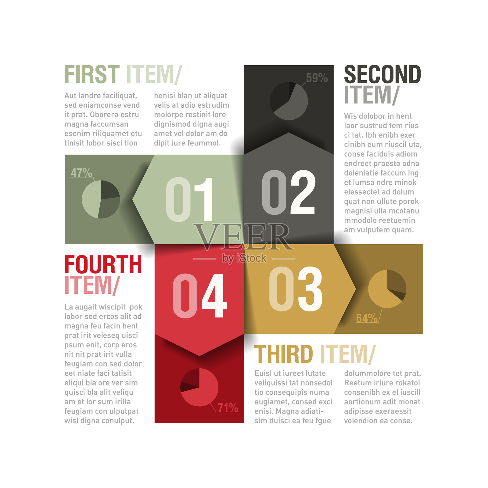 设计模板四部分插画图片素材