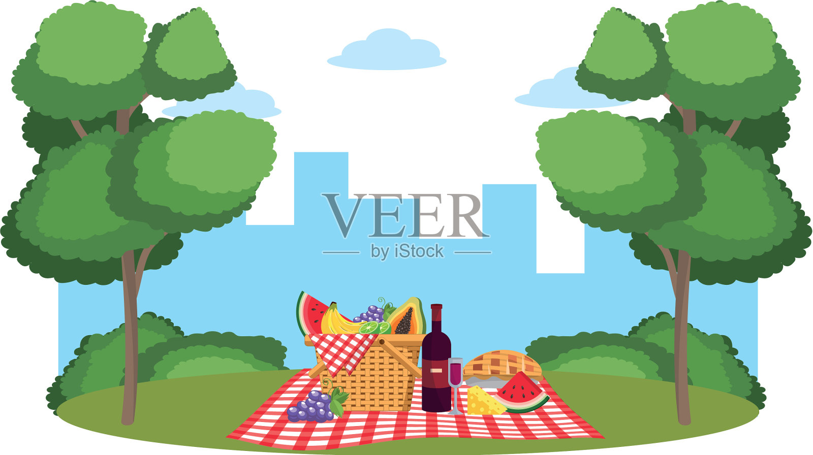 在公园野餐设计元素图片