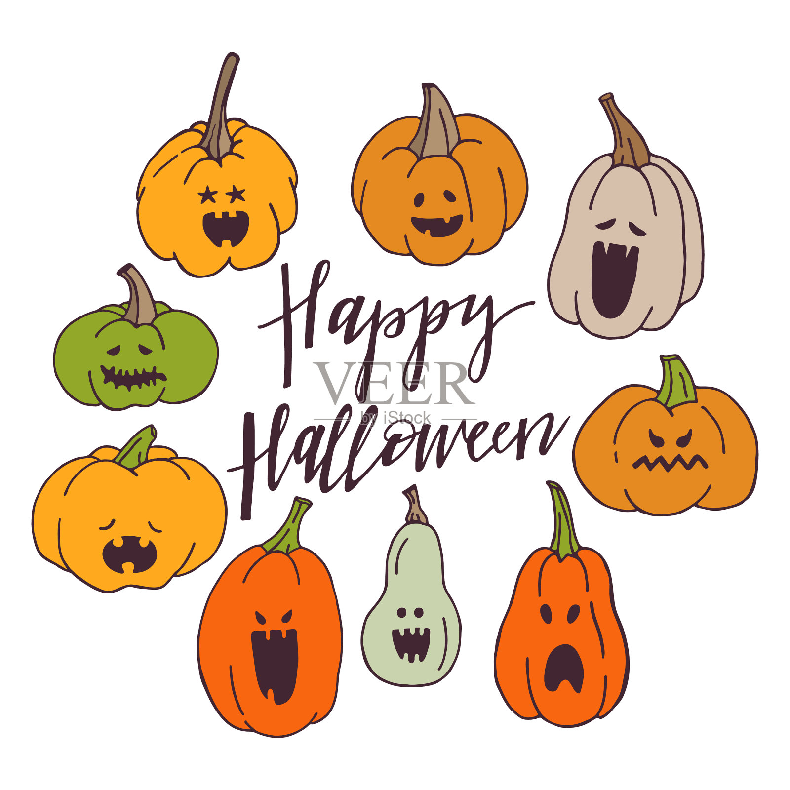 长着幽灵脸的南瓜设计元素图片