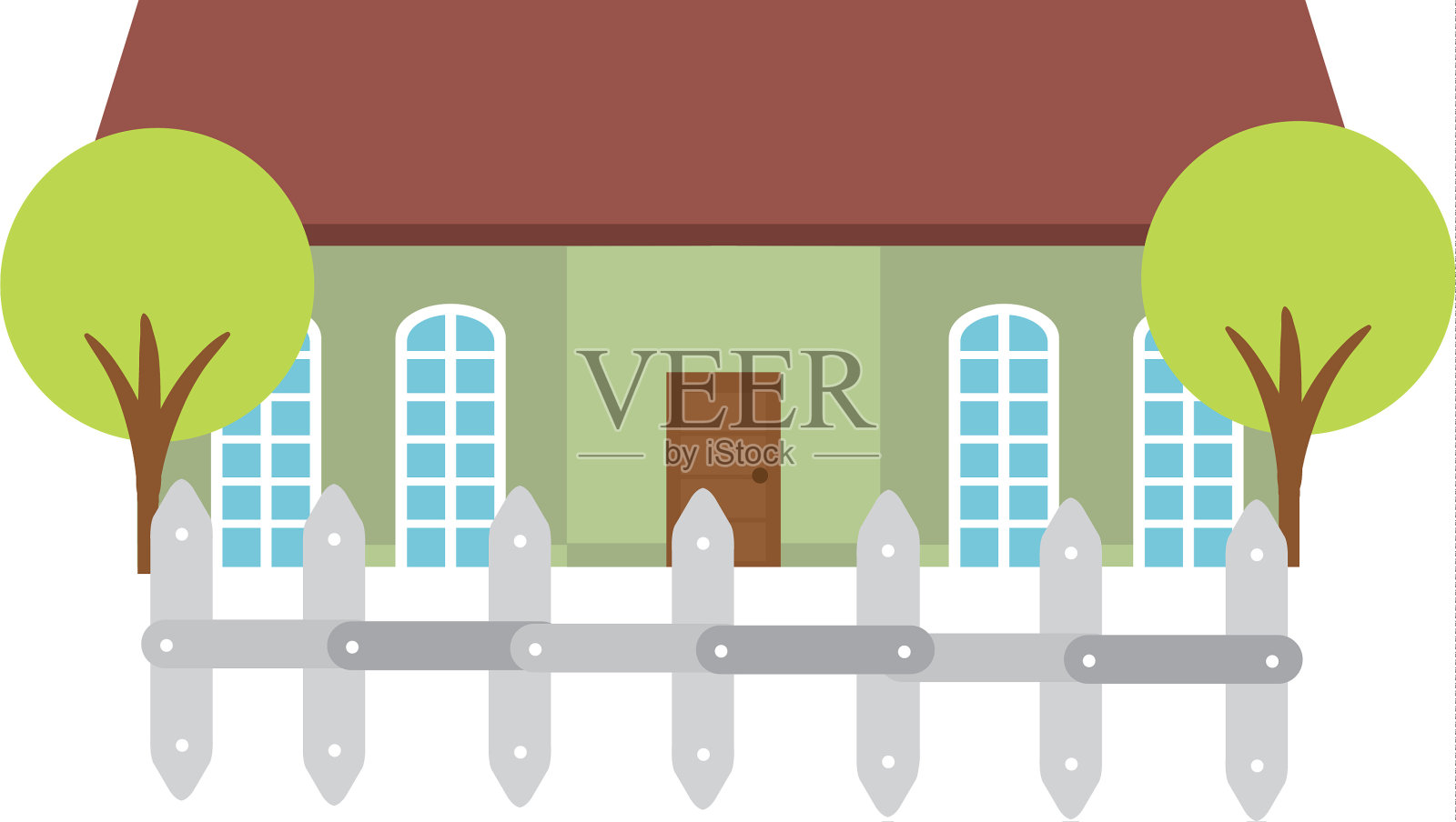 美丽的房屋建筑孤立图标插画图片素材