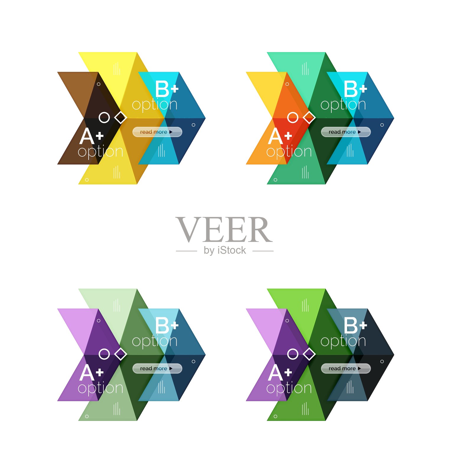 一套彩色抽象箭头选项信息图表插画图片素材