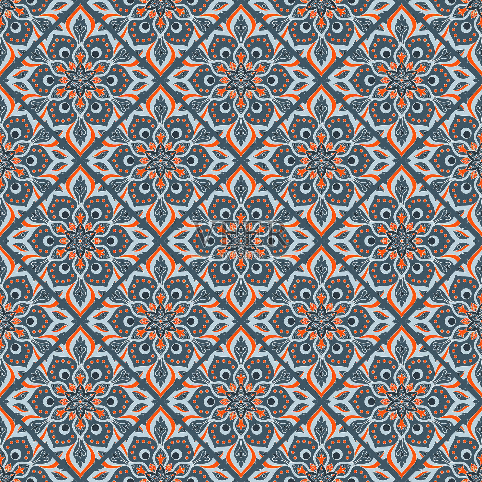 无缝手绘曼荼罗图案插画图片素材