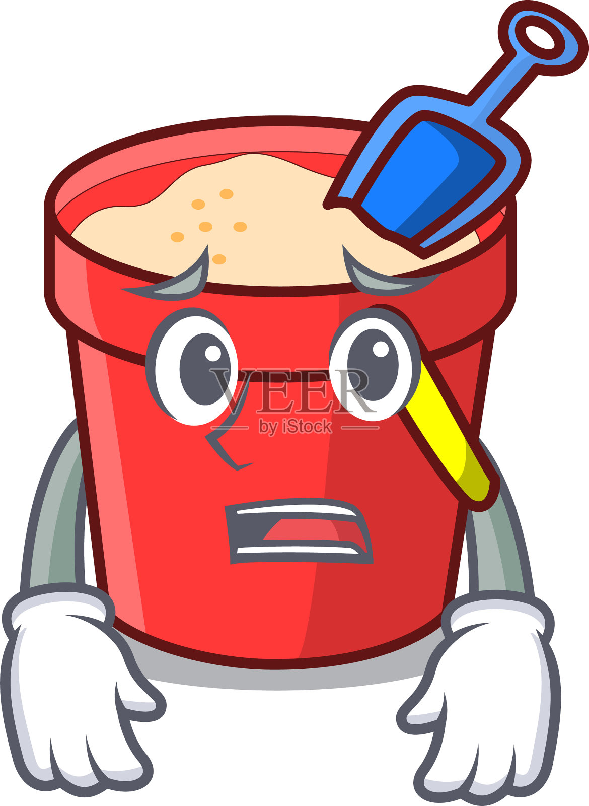 害怕的沙桶卡通吉祥物设计元素图片