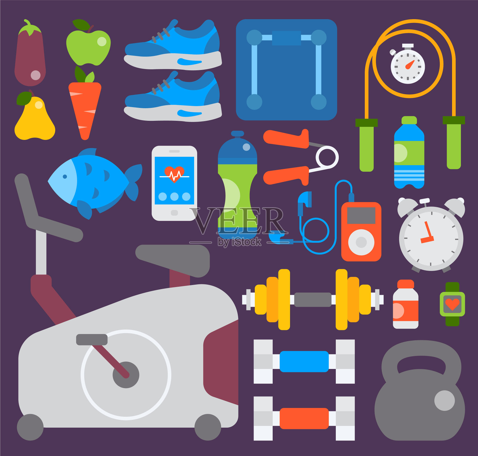 体育健身器材库存及插画图片素材