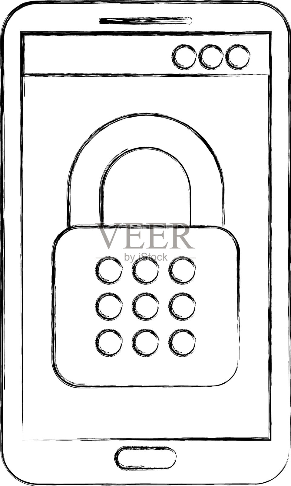 手机挂锁访问数据安全系统插画图片素材