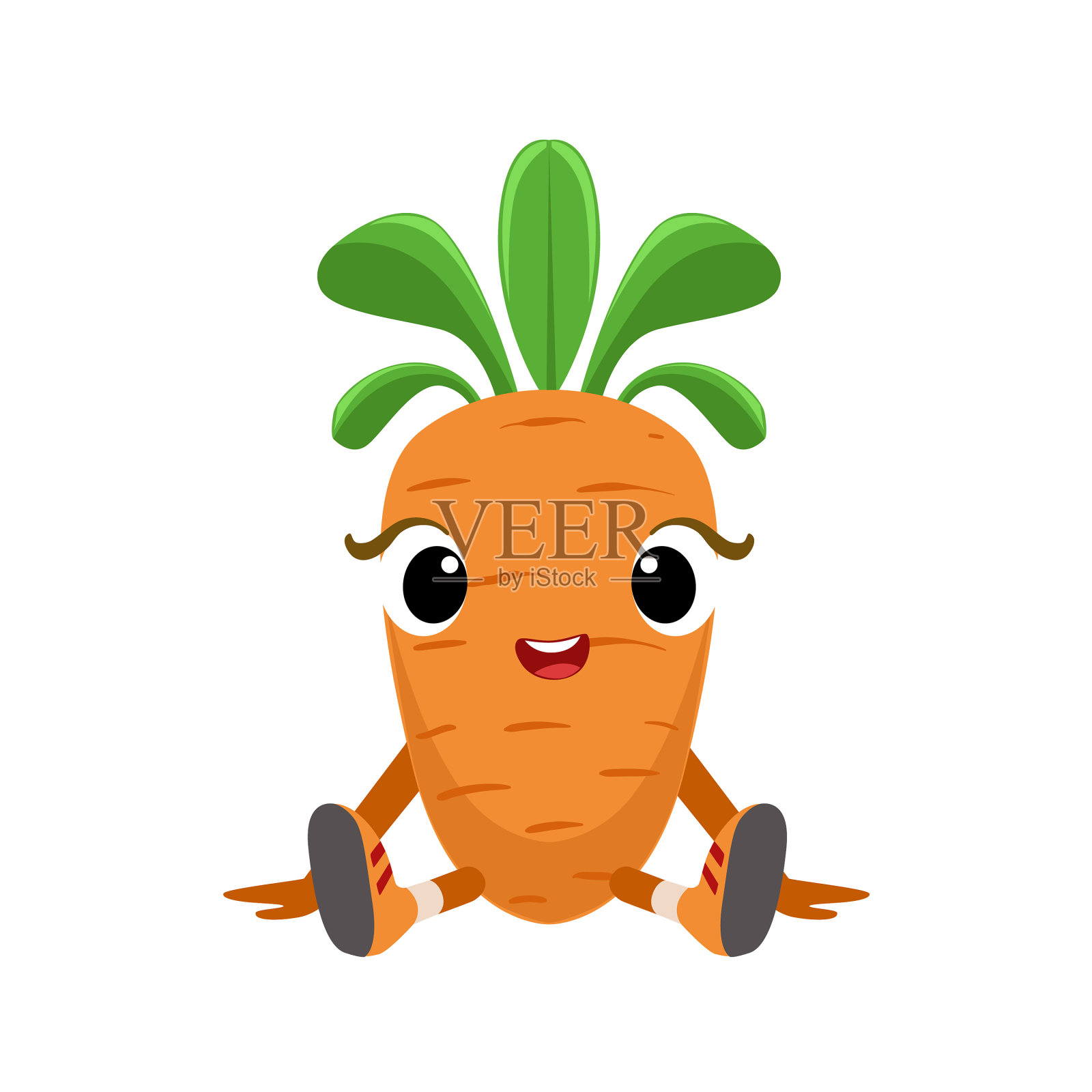 大眼睛可爱的女孩胡萝卜人物坐设计元素图片