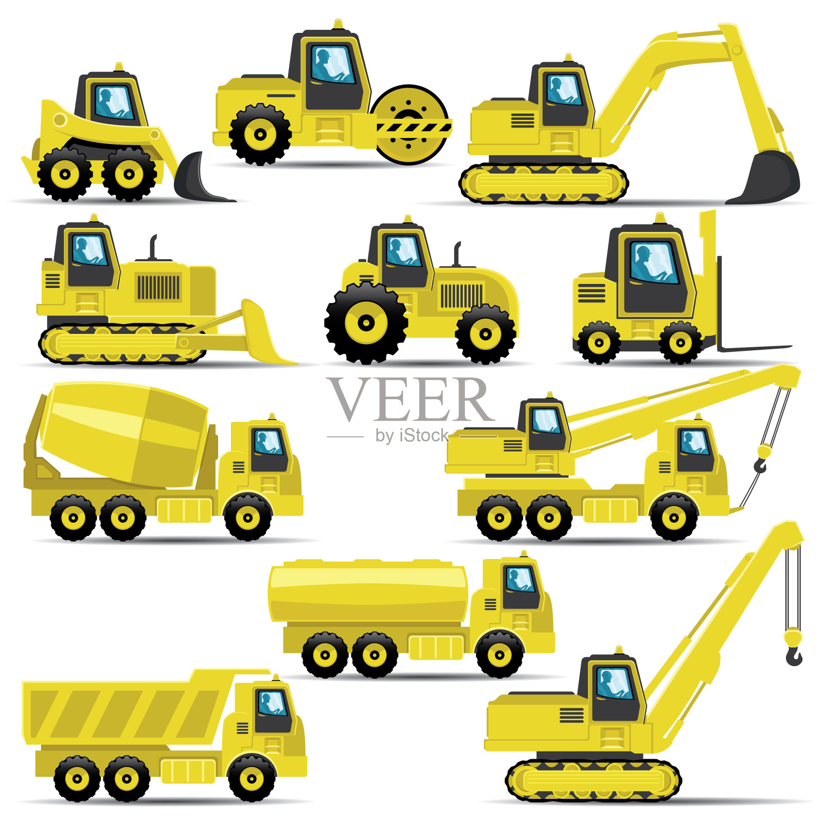 施工机械成套设计元素图片