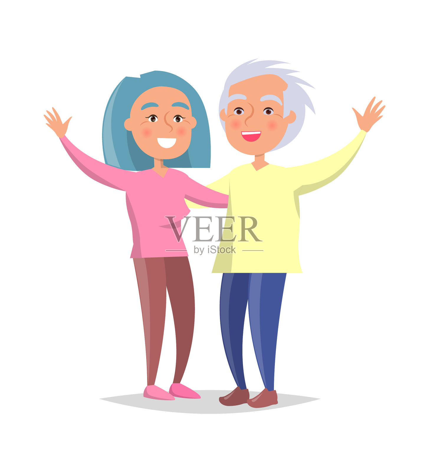 老夫妇挥手设计元素图片