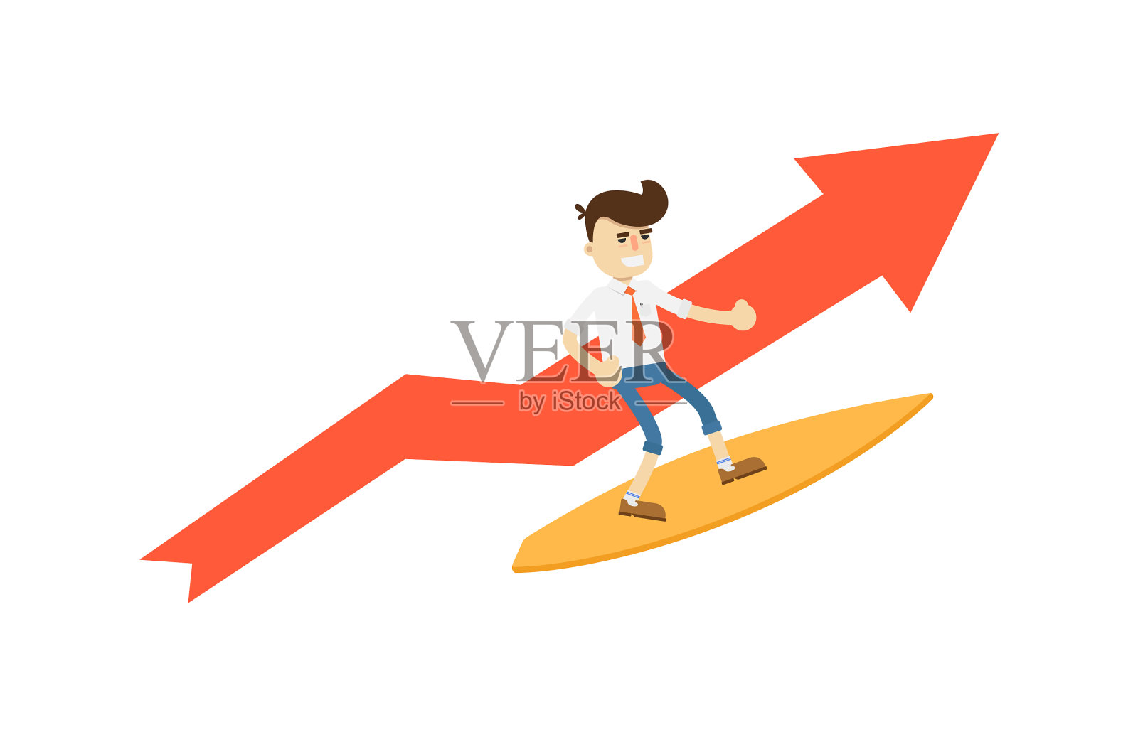 快乐的商人在冲浪板图标设计元素图片