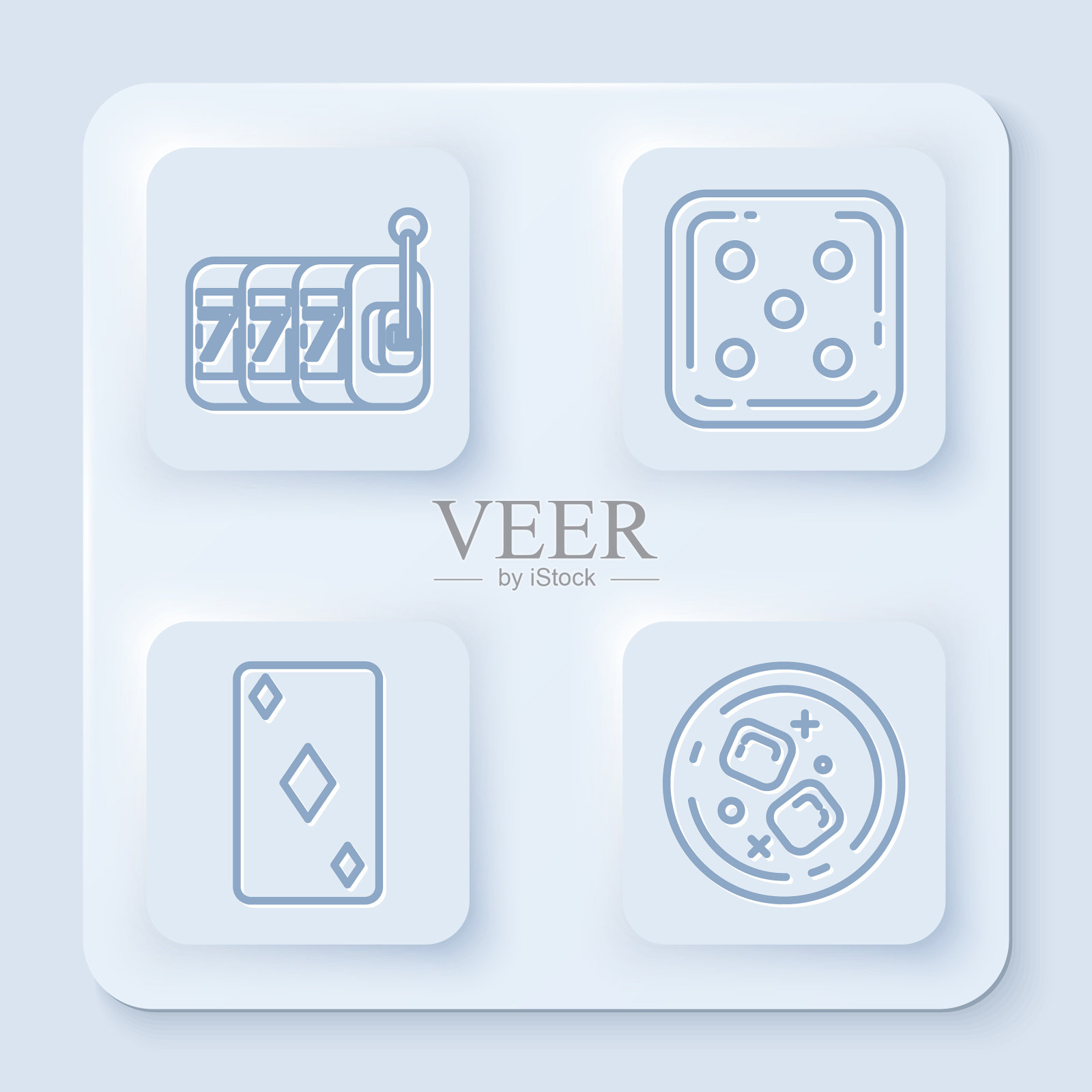 设置线老虎机与幸运7头奖图标素材