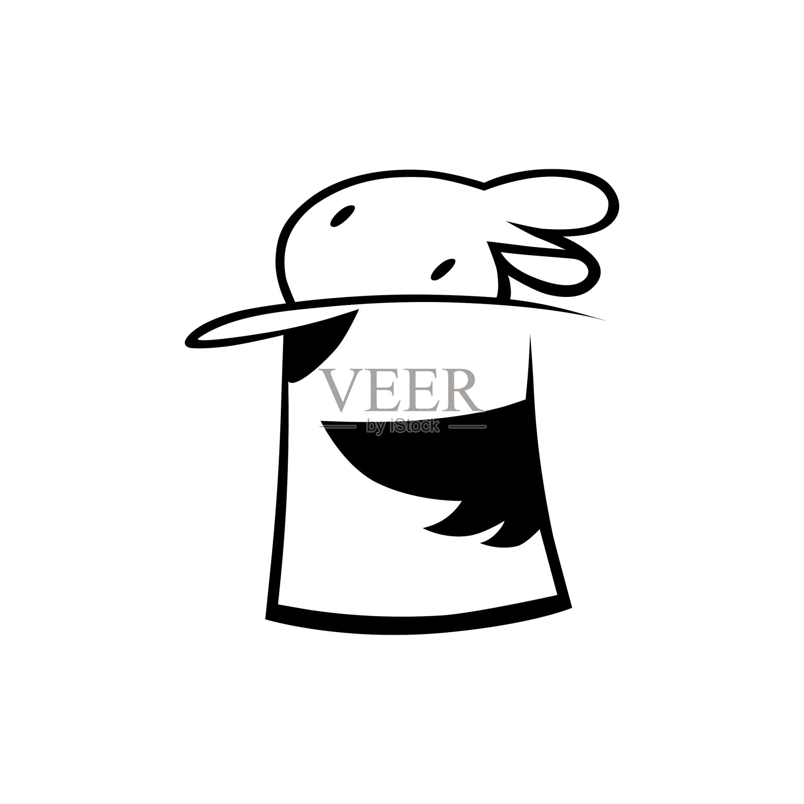 兔子在一个魔术帽的轮廓设计元素图片