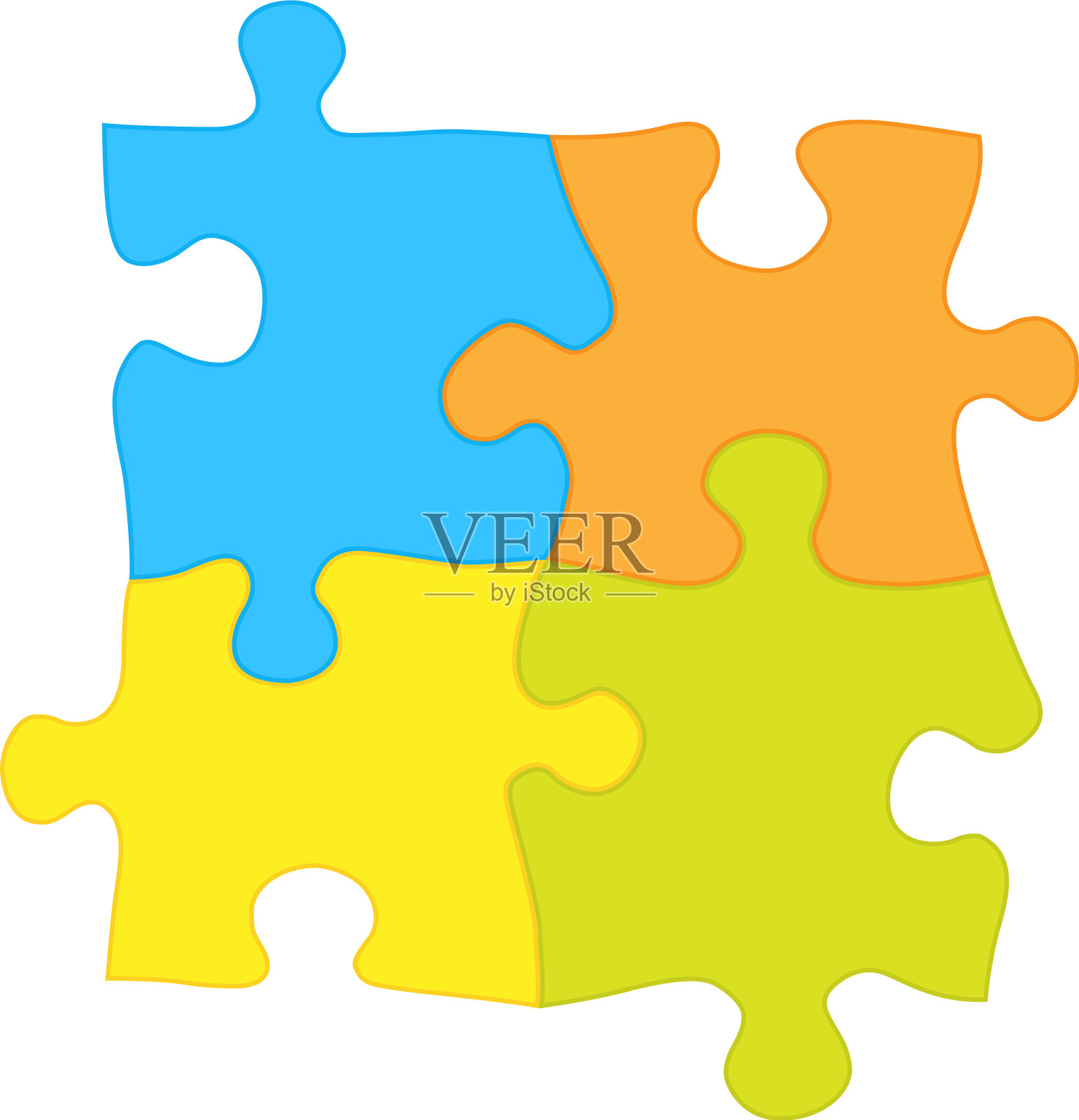 四个拼图碎片-团结设计元素图片