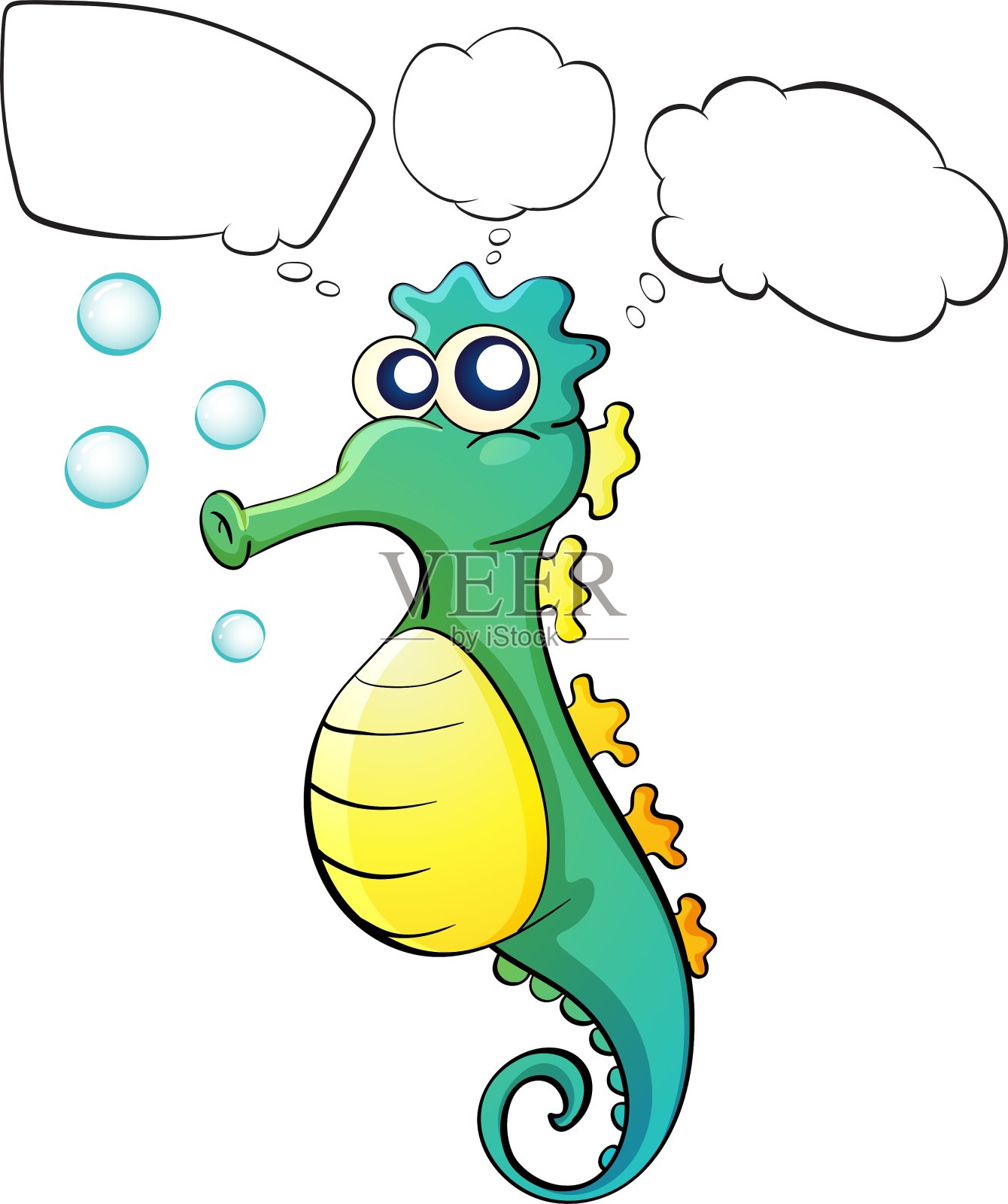 卡通海马思考设计元素图片