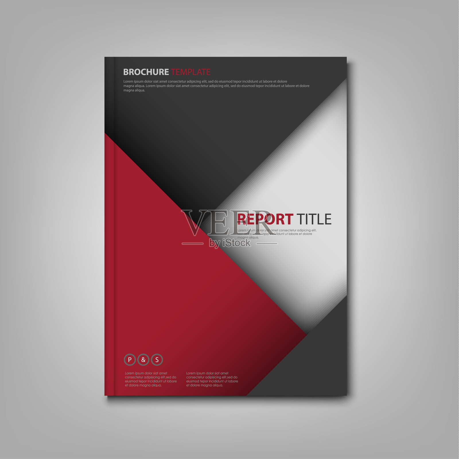 带有红灰色三角形的小册子或传单设计模板素材