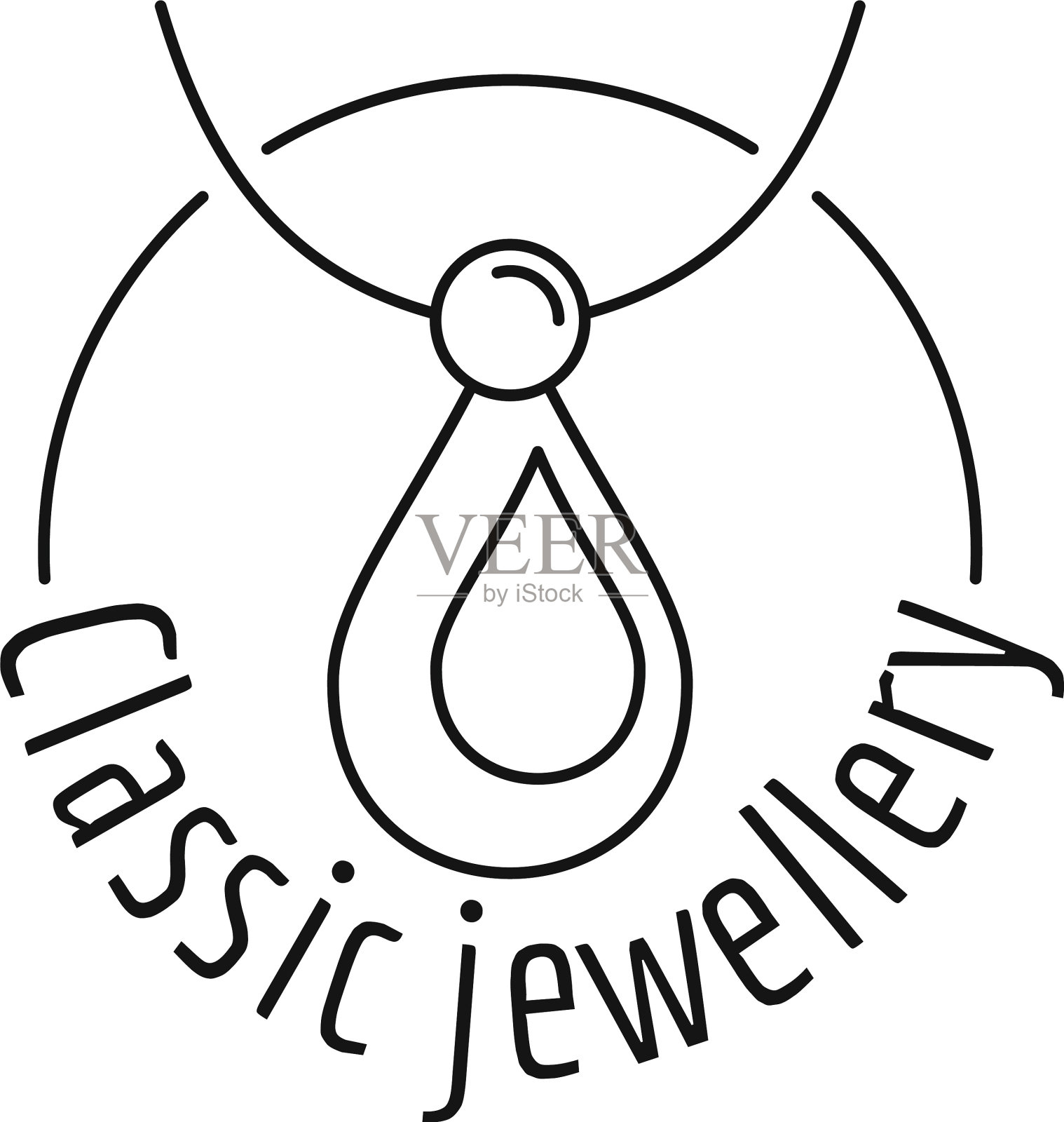 经典的垂饰珠宝标志轮廓风格设计元素图片