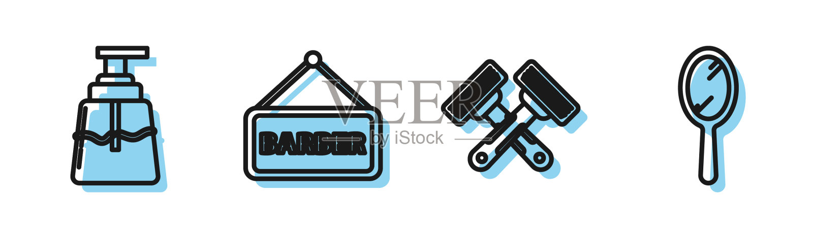 剃须刀须后水设交叉线插画图片素材