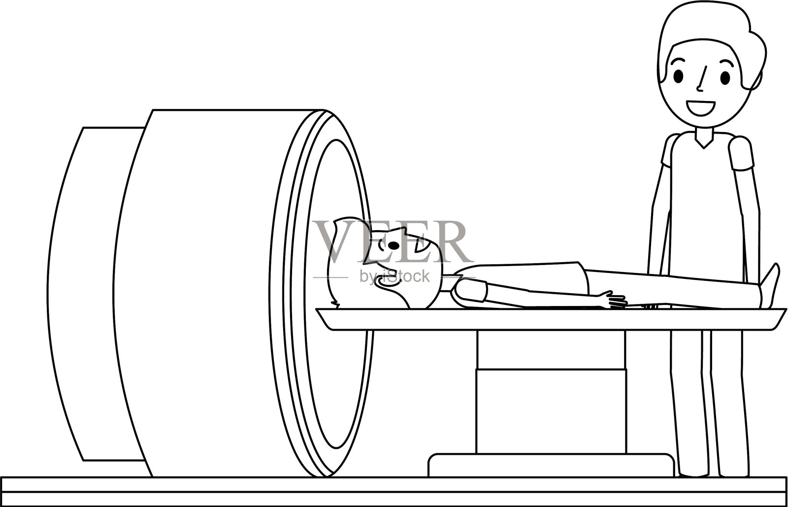 体层扫描机与病人和医生设计元素图片