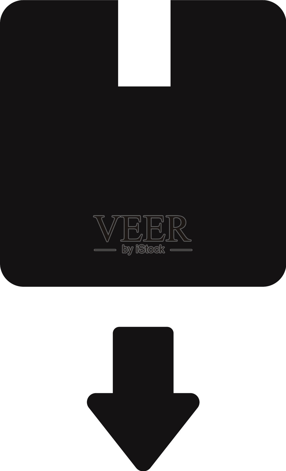 带有向下箭头图标的框图标素材