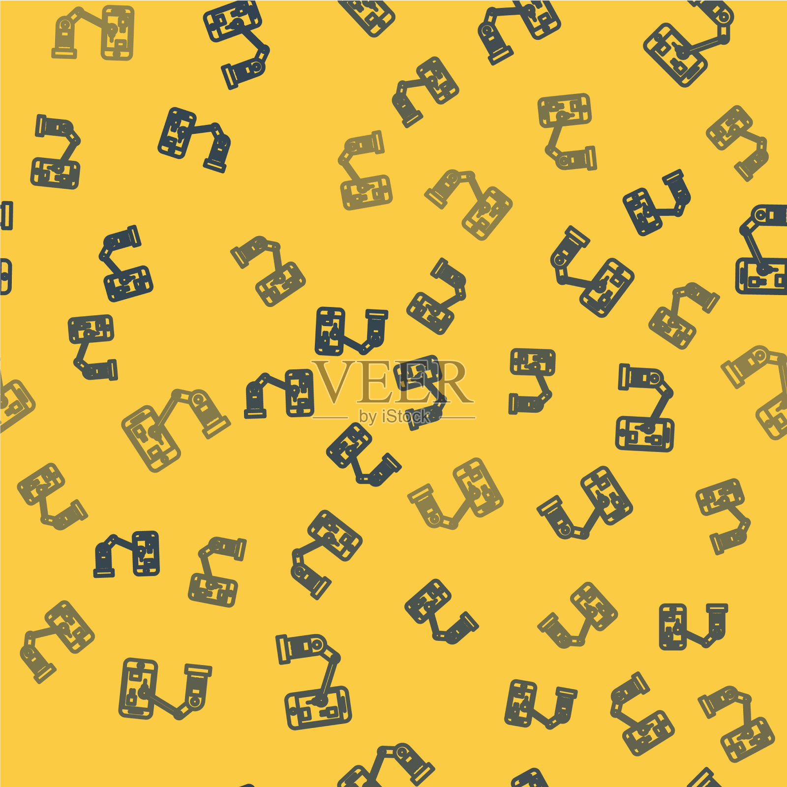 蓝线工业机器机器人手臂插画图片素材