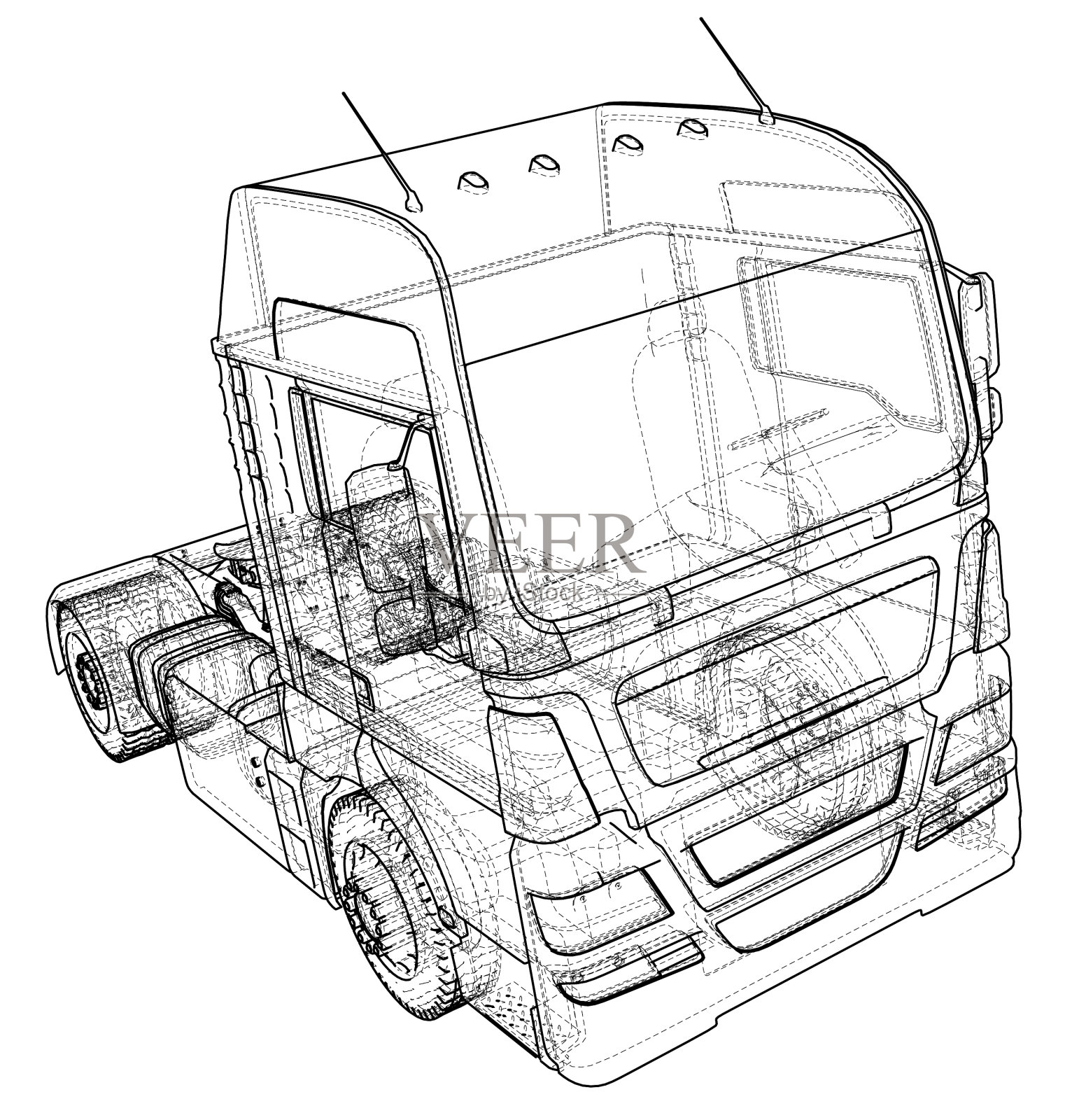 现代货车孤立在灰色背景设计元素图片
