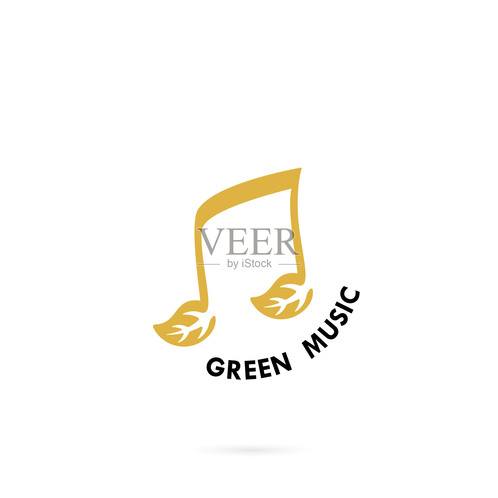 绿叶图标与音符标志设计设计元素图片