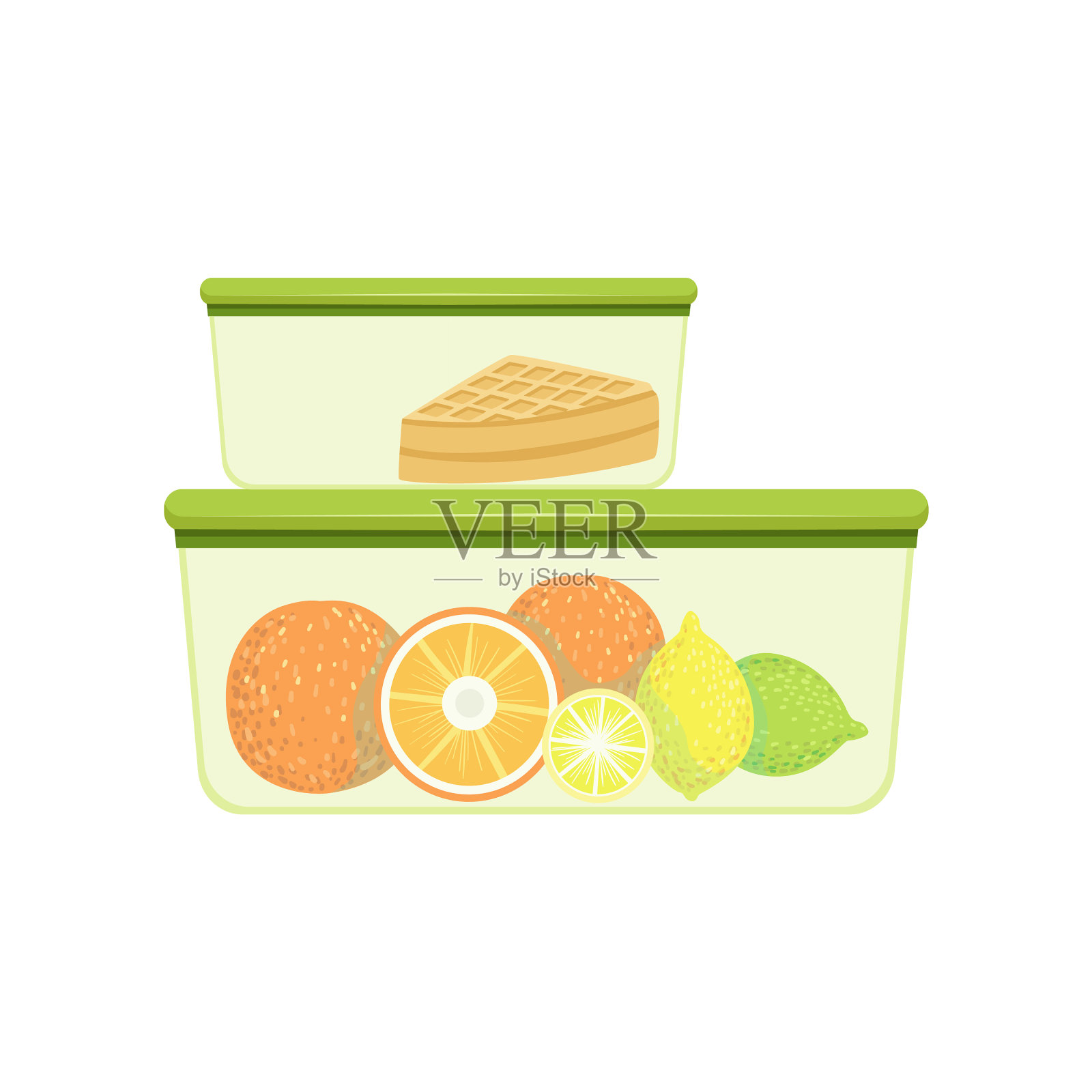 有橙子、柠檬和派的午餐盒很健康设计元素图片