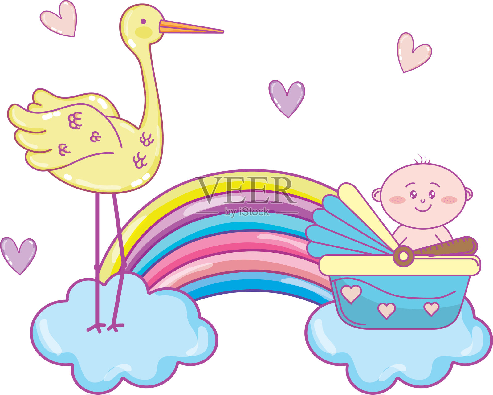 婴儿淋浴卡通设计元素图片