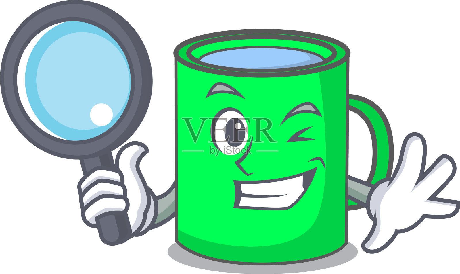 侦探马克杯卡通人物风格设计元素图片