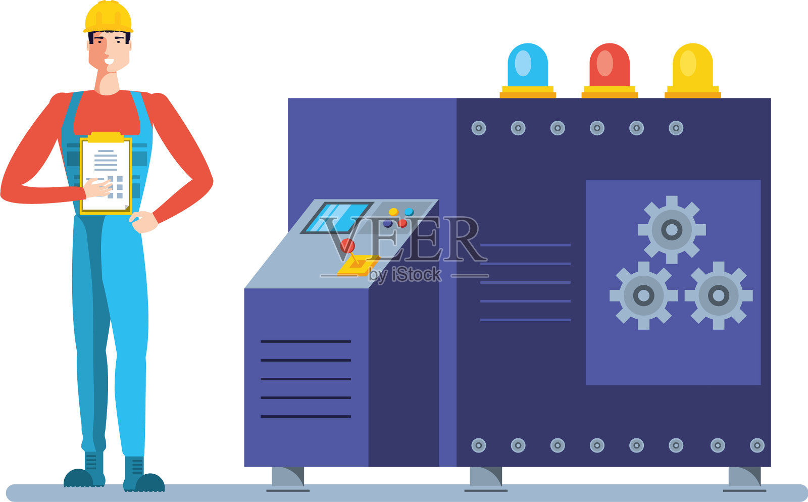 工业生产机器与工人设计元素图片