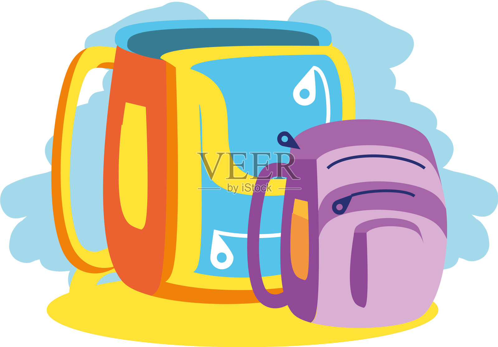 设置书包用品孤立图标设计元素图片