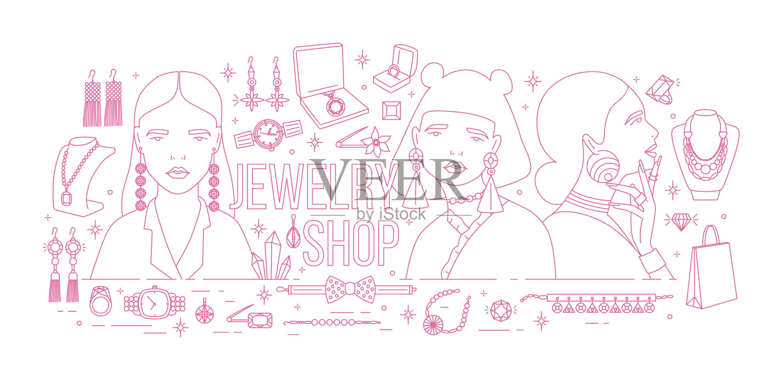 横旗与时尚的妇女穿着设计元素图片