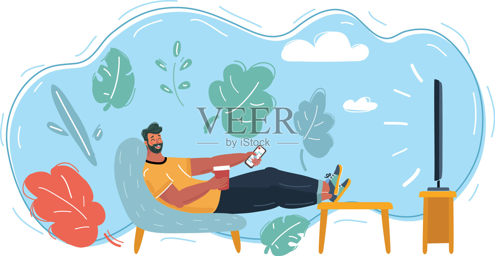 人看电视设计元素图片