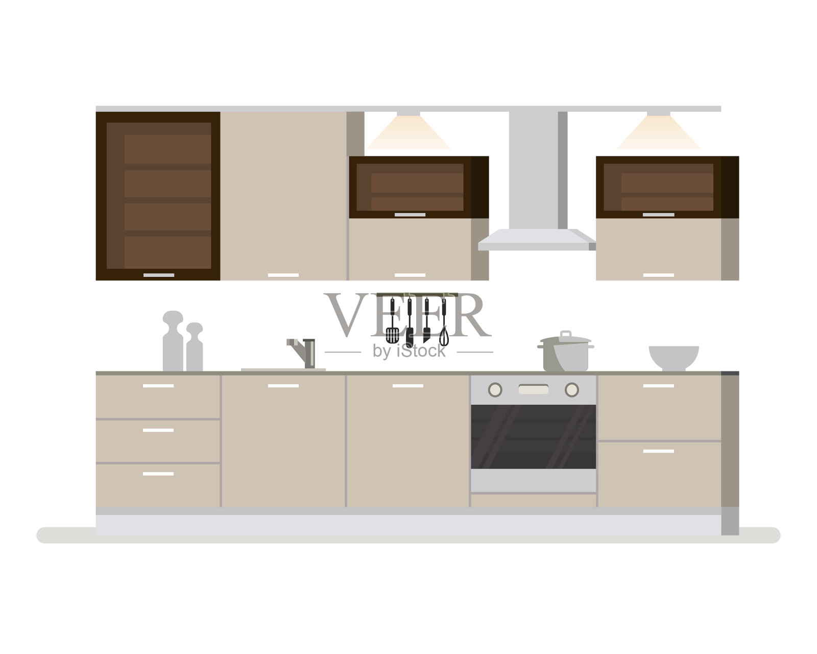 浅色调的现代室内厨房设计元素图片